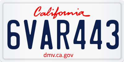 CA license plate 6VAR443