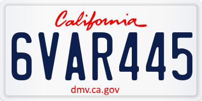CA license plate 6VAR445