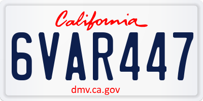 CA license plate 6VAR447