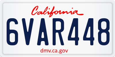 CA license plate 6VAR448