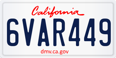 CA license plate 6VAR449