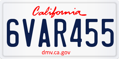 CA license plate 6VAR455