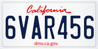 CA license plate 6VAR456