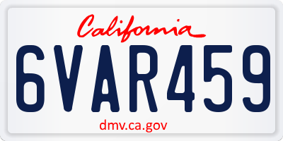 CA license plate 6VAR459