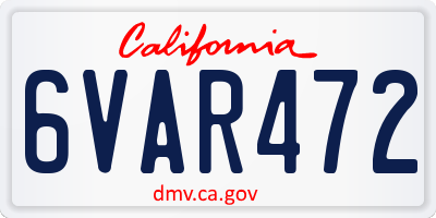 CA license plate 6VAR472