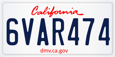 CA license plate 6VAR474