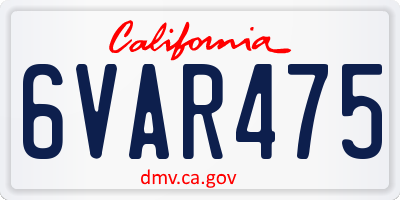 CA license plate 6VAR475