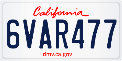 CA license plate 6VAR477