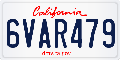 CA license plate 6VAR479