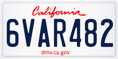 CA license plate 6VAR482