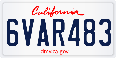 CA license plate 6VAR483