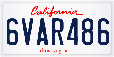 CA license plate 6VAR486