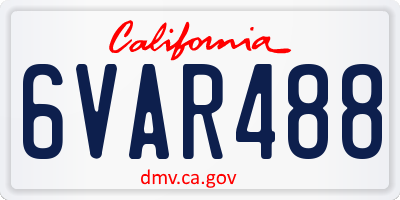 CA license plate 6VAR488