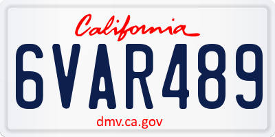 CA license plate 6VAR489