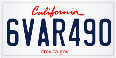 CA license plate 6VAR490