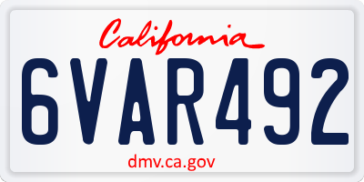 CA license plate 6VAR492