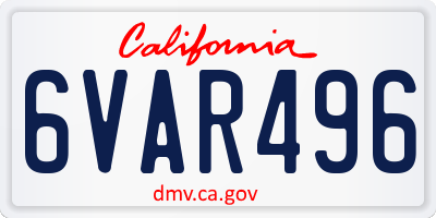 CA license plate 6VAR496
