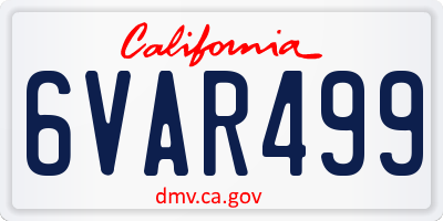 CA license plate 6VAR499