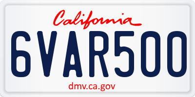 CA license plate 6VAR500