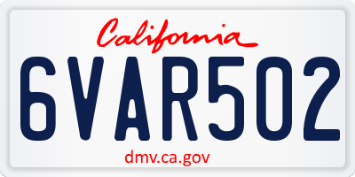CA license plate 6VAR502