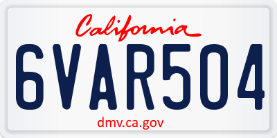 CA license plate 6VAR504