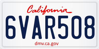 CA license plate 6VAR508