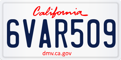 CA license plate 6VAR509