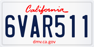 CA license plate 6VAR511