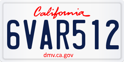 CA license plate 6VAR512