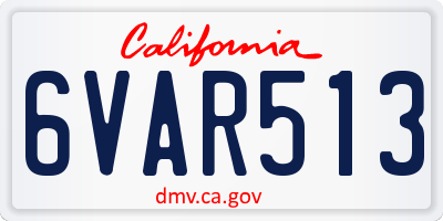 CA license plate 6VAR513