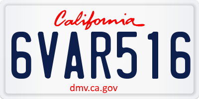 CA license plate 6VAR516