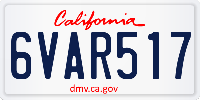 CA license plate 6VAR517