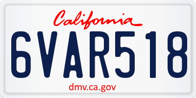 CA license plate 6VAR518