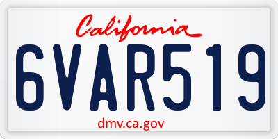 CA license plate 6VAR519