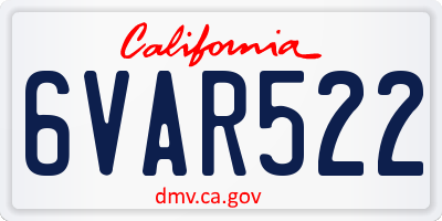 CA license plate 6VAR522