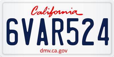 CA license plate 6VAR524