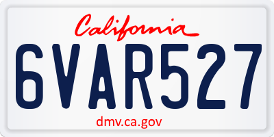CA license plate 6VAR527