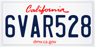 CA license plate 6VAR528