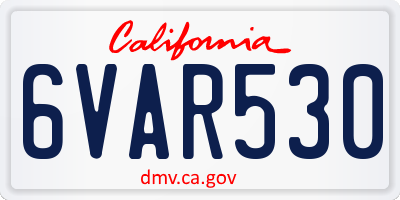 CA license plate 6VAR530