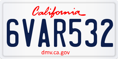 CA license plate 6VAR532