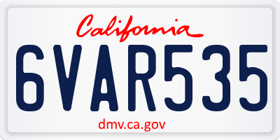 CA license plate 6VAR535