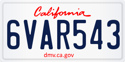 CA license plate 6VAR543