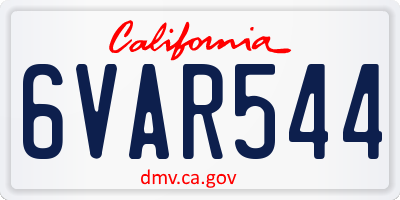 CA license plate 6VAR544