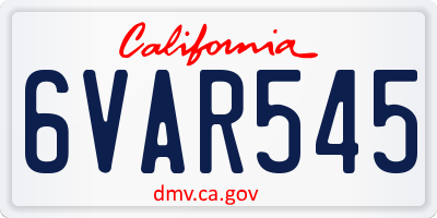 CA license plate 6VAR545
