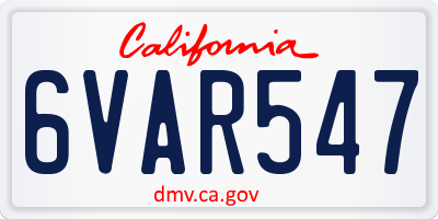 CA license plate 6VAR547