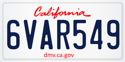 CA license plate 6VAR549