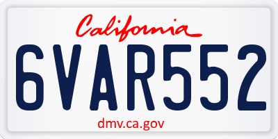 CA license plate 6VAR552