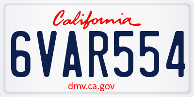 CA license plate 6VAR554