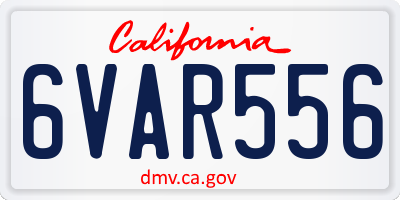 CA license plate 6VAR556