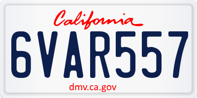 CA license plate 6VAR557
